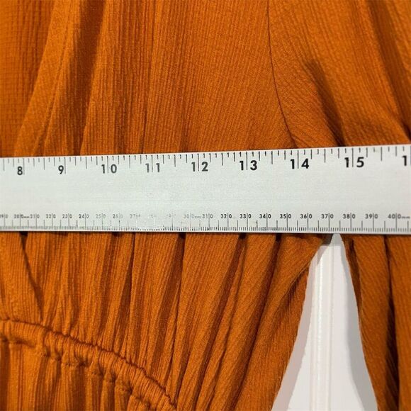 Free People FP Beach Rust Orange Waffle Knit Maxi Dress XS Collared Boho Fall - Picture 7 of 8